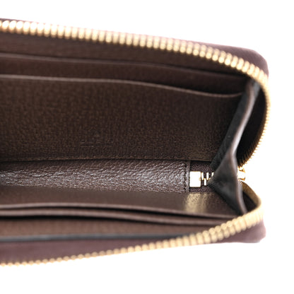 Gucci GG Supreme Monogram Textured Dollar Calfskin Web Ophidia Zip Around Card Case Wallet Beige Ebony New Acero 5 of 7