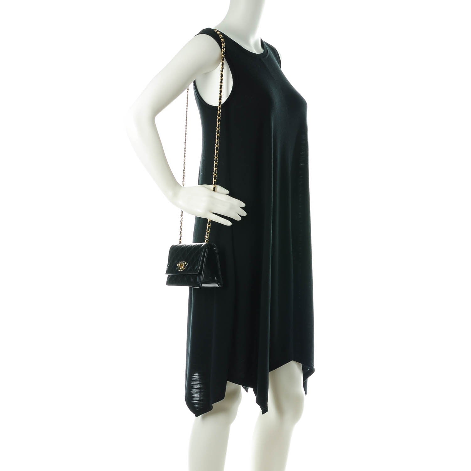 Chanel Glazed Calfskin Quilted Mini Square Flap Black 2 of 8
