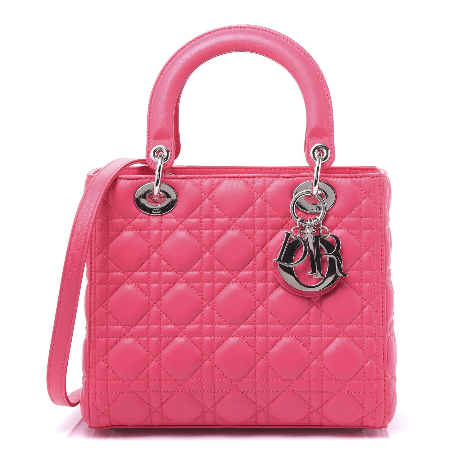 Christian Dior Lambskin Cannage Medium Lady Dior Fuchsia 1 of 9