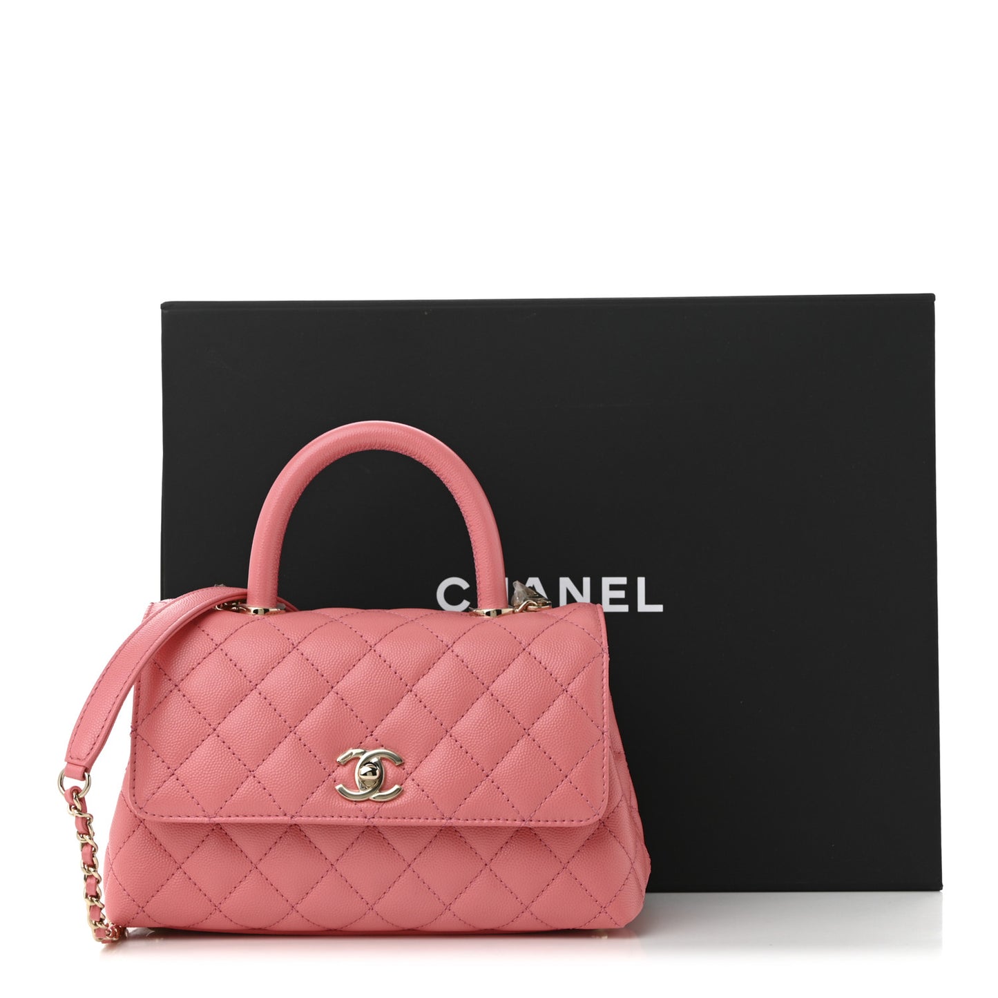 Caviar Quilted Mini Coco Handle Flap Pink
