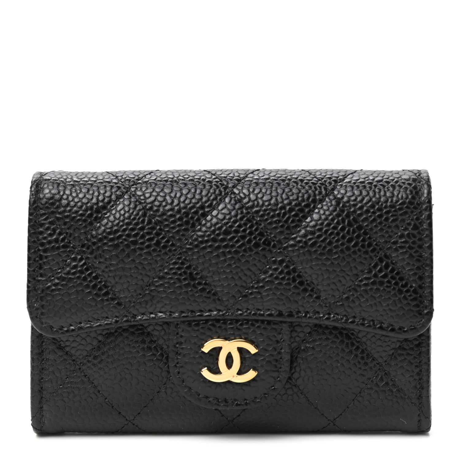 Chanel Caviar Quilted Flap Card Holder Wallet Black 1 of 8