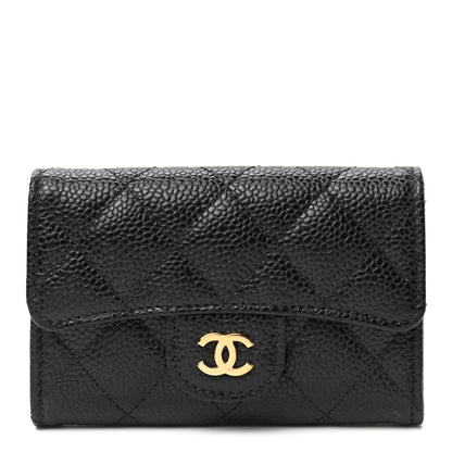 Chanel Caviar Quilted Flap Card Holder Wallet Black 1 of 8