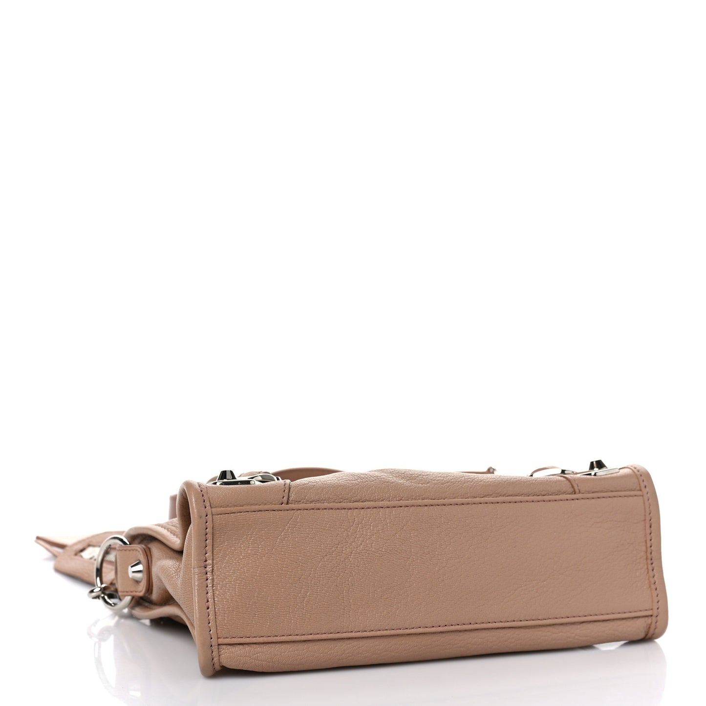 Shiny Goatskin Silver Metallic Edge Hardware Mini City Rose Des Sables