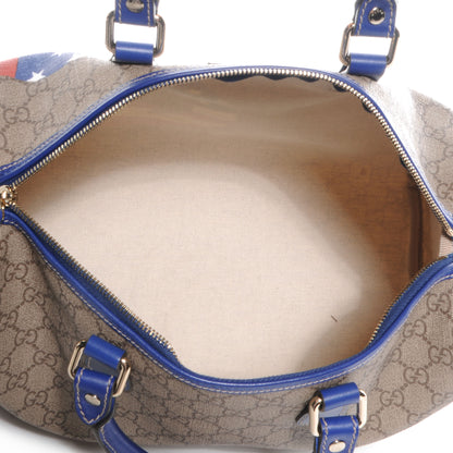 Gucci GG Plus Monogram Medium Boston USA Flag Unicef Duffle Blue 5 of 8