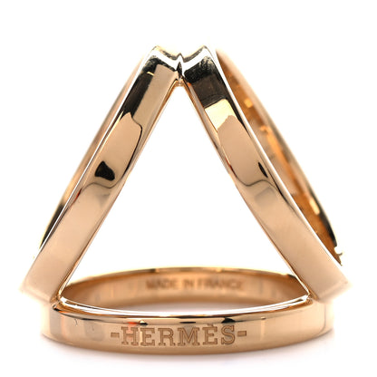 Hermes Permabrass Rose Gold Plated Trio Scarf Ring 1 of 5