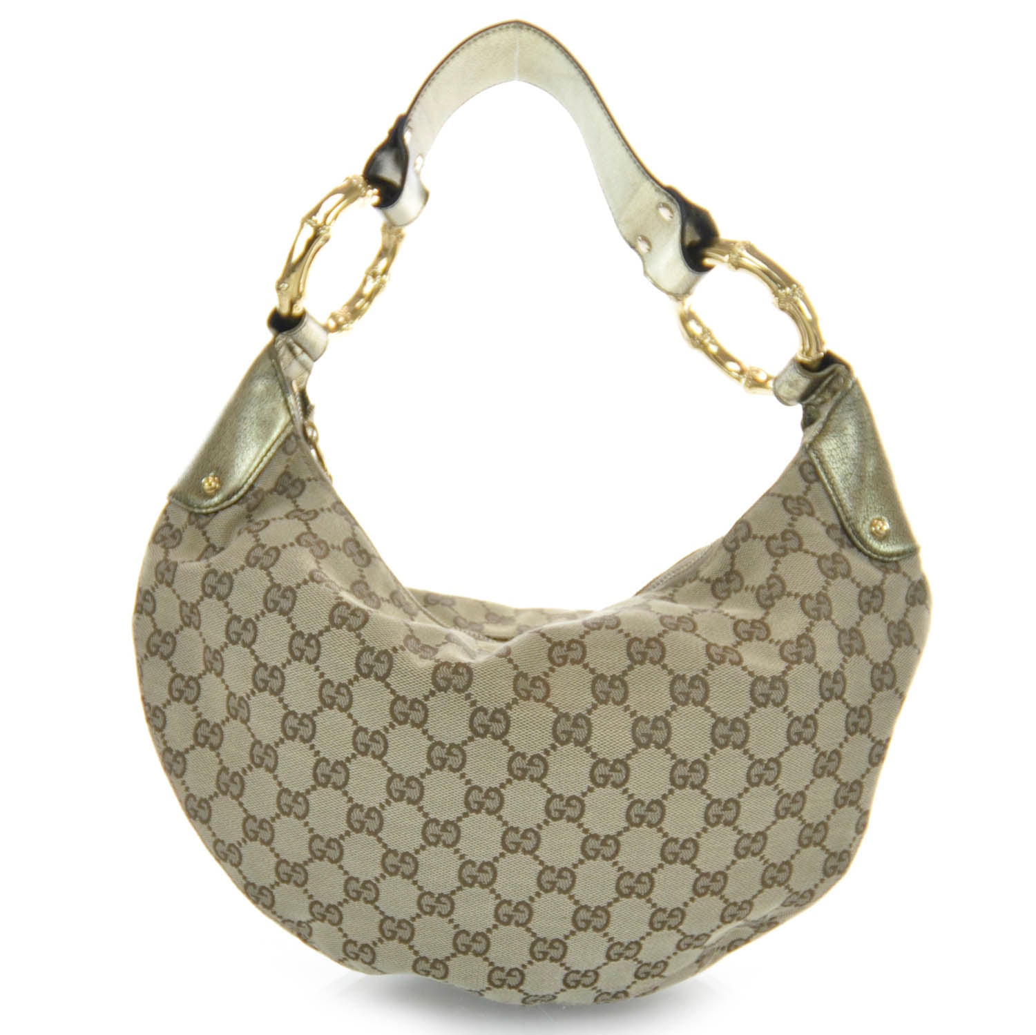 Gucci Monogram Bamboo Ring Hobo Metallic 1 of 8