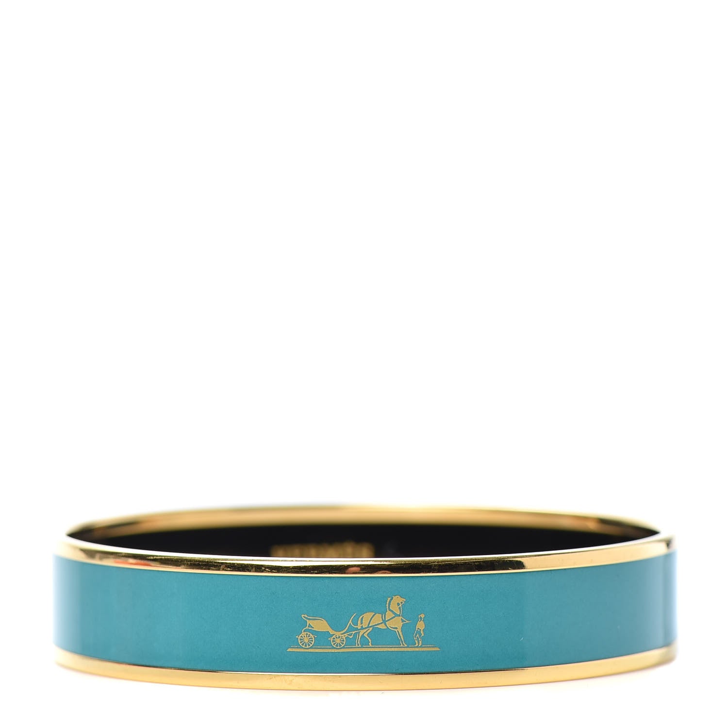 Hermes Enamel Printed Caleche Medium Bracelet 70 Malachite 1 of 5