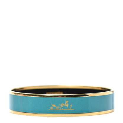 Hermes Enamel Printed Caleche Medium Bracelet 70 Malachite 1 of 5