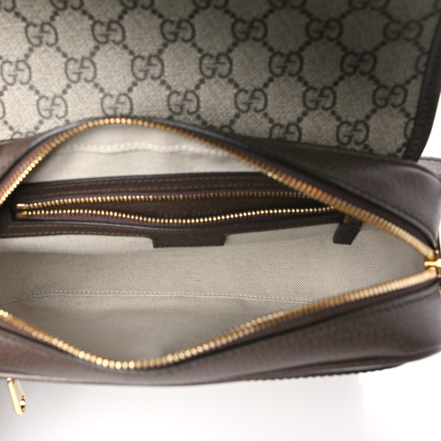 Gucci GG Supreme Monogram Textured Dollar Calfskin Web Studded Mini Ophidia Flap Shoulder Bag Beige Ebony New Acero 5 of 9