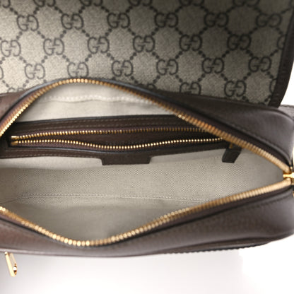 Gucci GG Supreme Monogram Textured Dollar Calfskin Web Studded Mini Ophidia Flap Shoulder Bag Beige Ebony New Acero 5 of 9