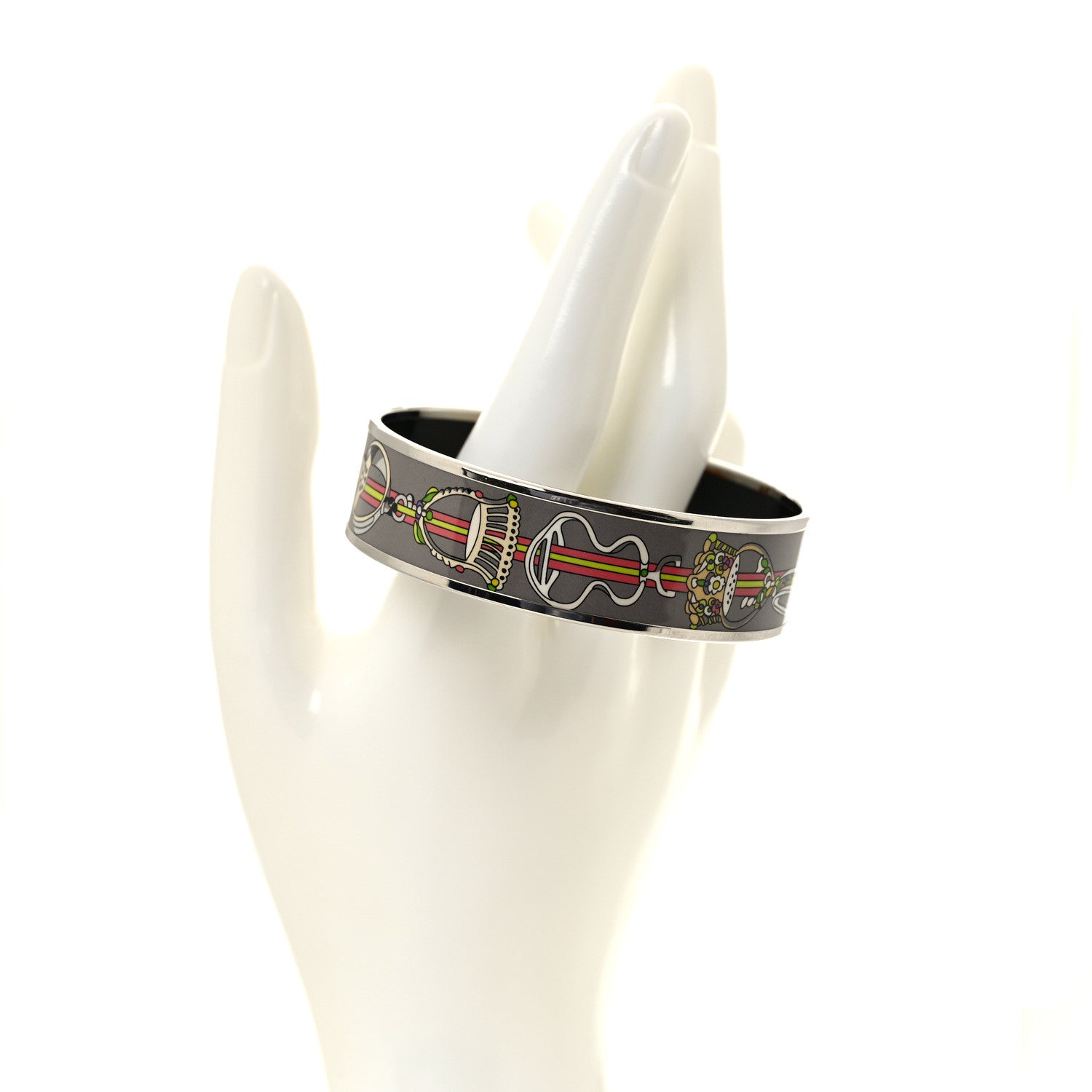 Hermes Enamel Printed Wide Concours D'Etriers Bracelet 62 2 of 5
