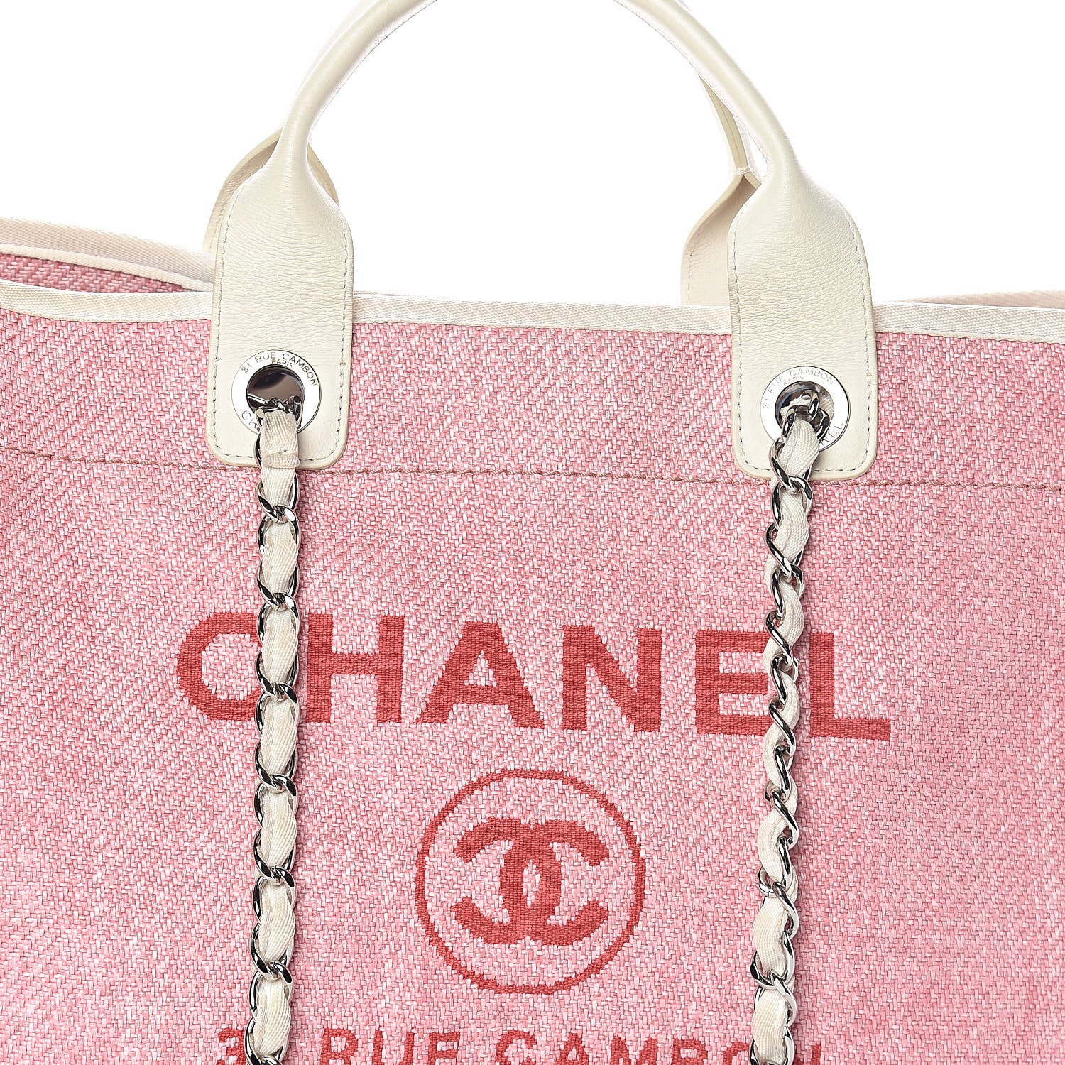 Chanel Canvas Large Deauville Tote Pink 8 of 10