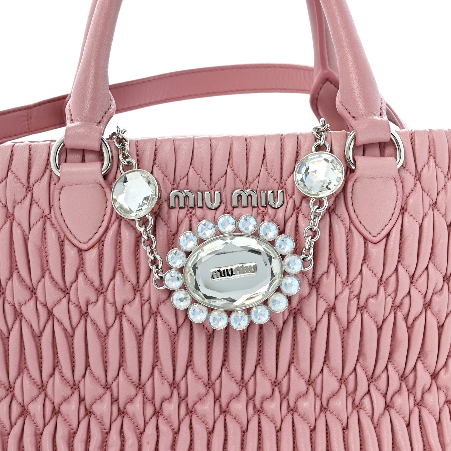 Nappa Matelasse Swarovski Crystal Tote Rosa