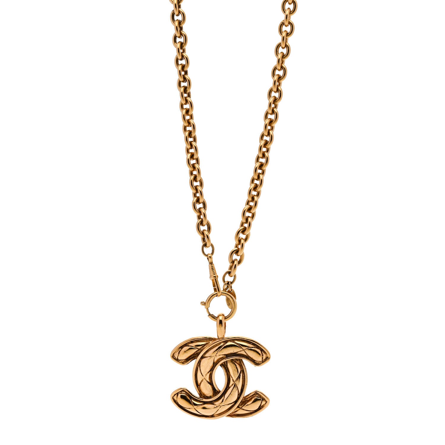 Chanel Metal Quilted CC Long Necklace Gold 1 of 7