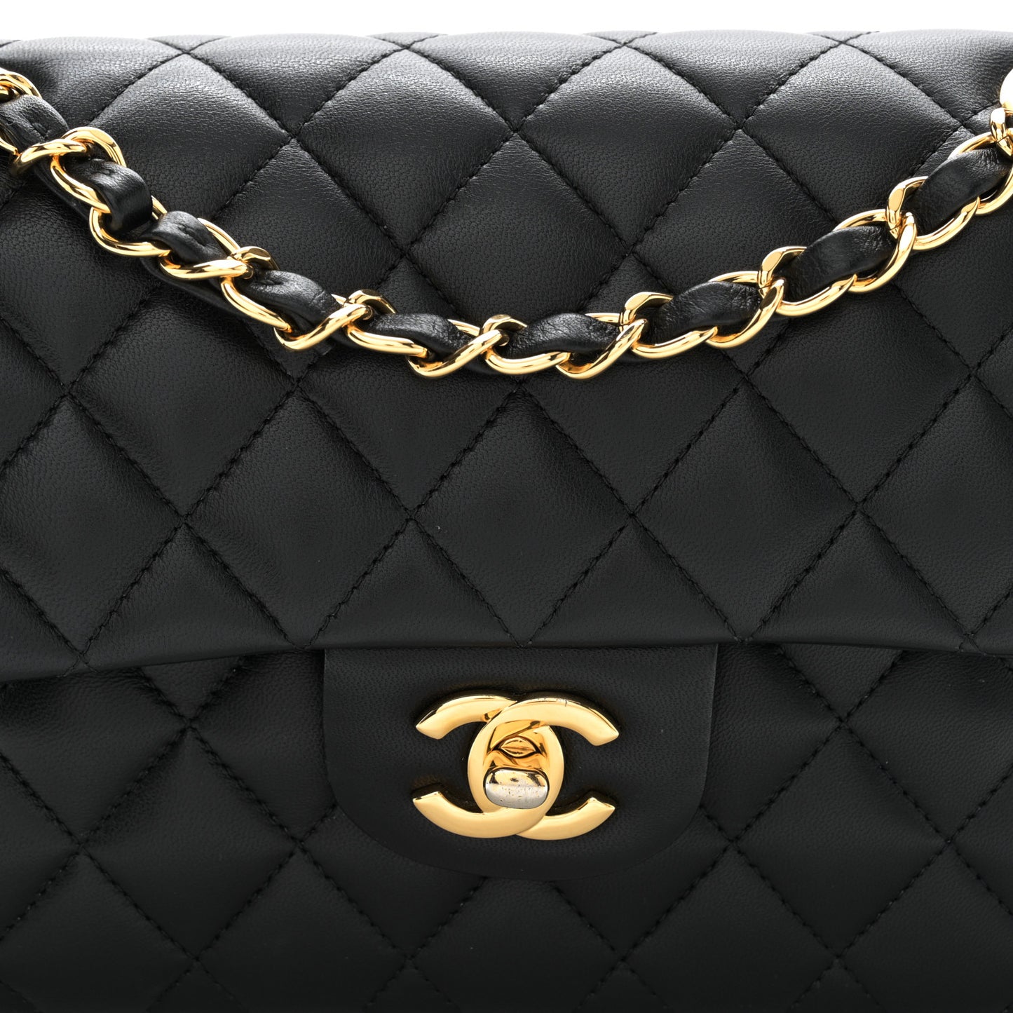 Lambskin Quilted Small Double Flap Black