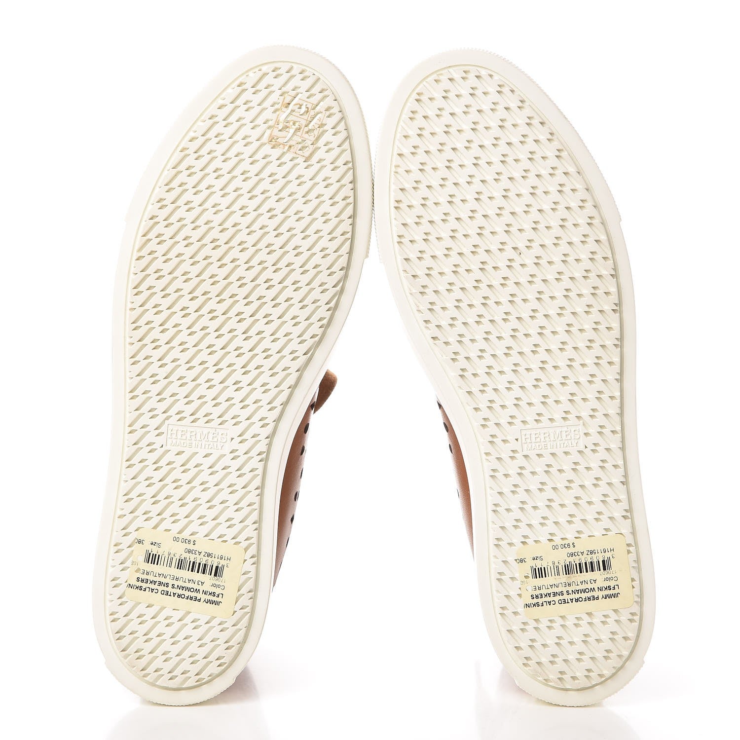 Hermes Calfskin Perforated Jimmy High Top Sneakers 38 Naturel 5 of 9