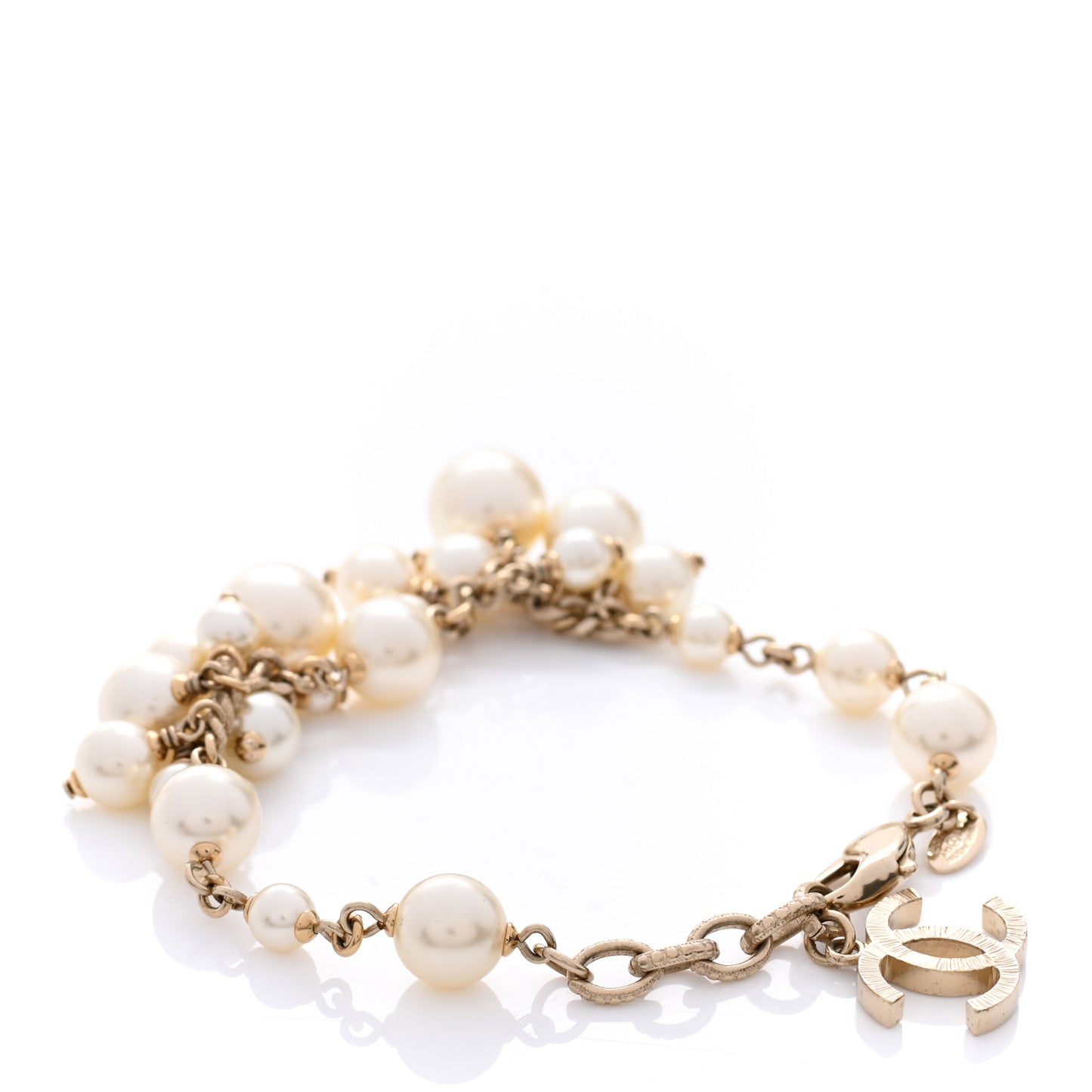 Pearl CC Dangling Bracelet Gold