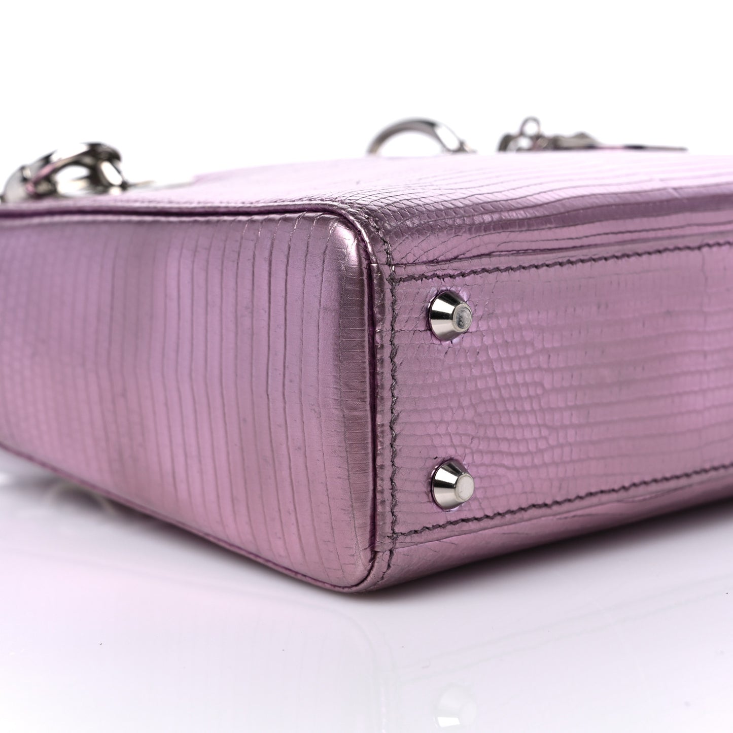 Metallic Lizard Mini Lady Dior Pink