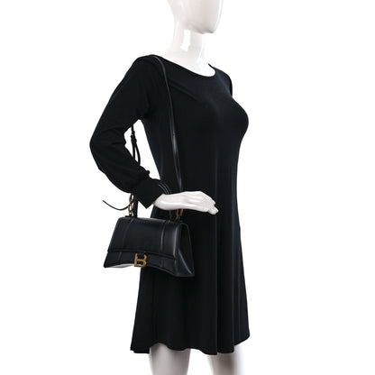 Balenciaga Shiny Box Calfskin Small Hourglass Top Handle Bag Black 2 of 9