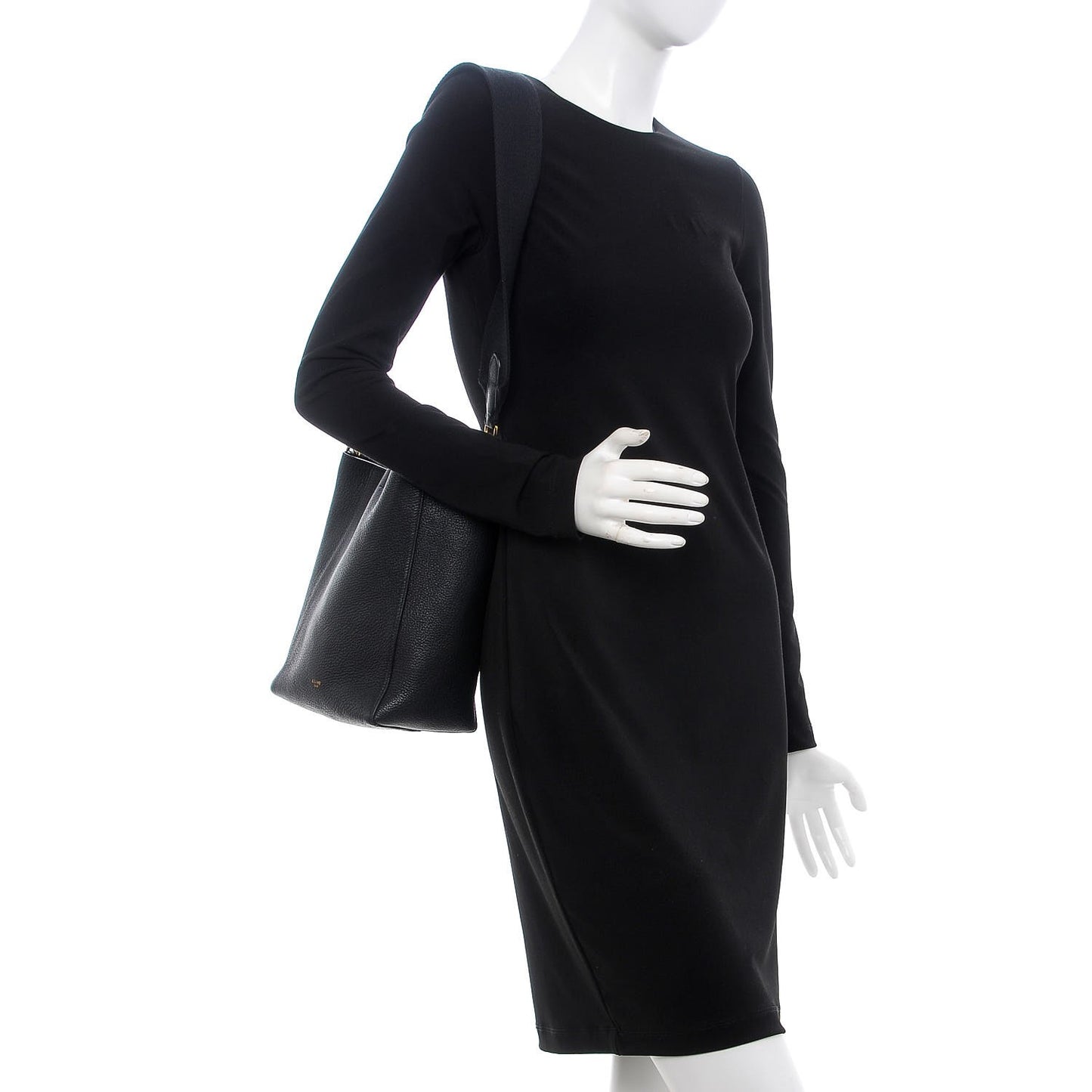 Soft Grained Calfskin Small Sangle Bucket Bag Black