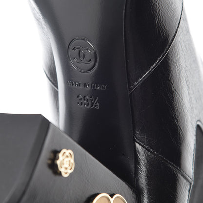 Chanel Crumpled Calfskin Camellia Short Boots 39.5 Black 6 of 10