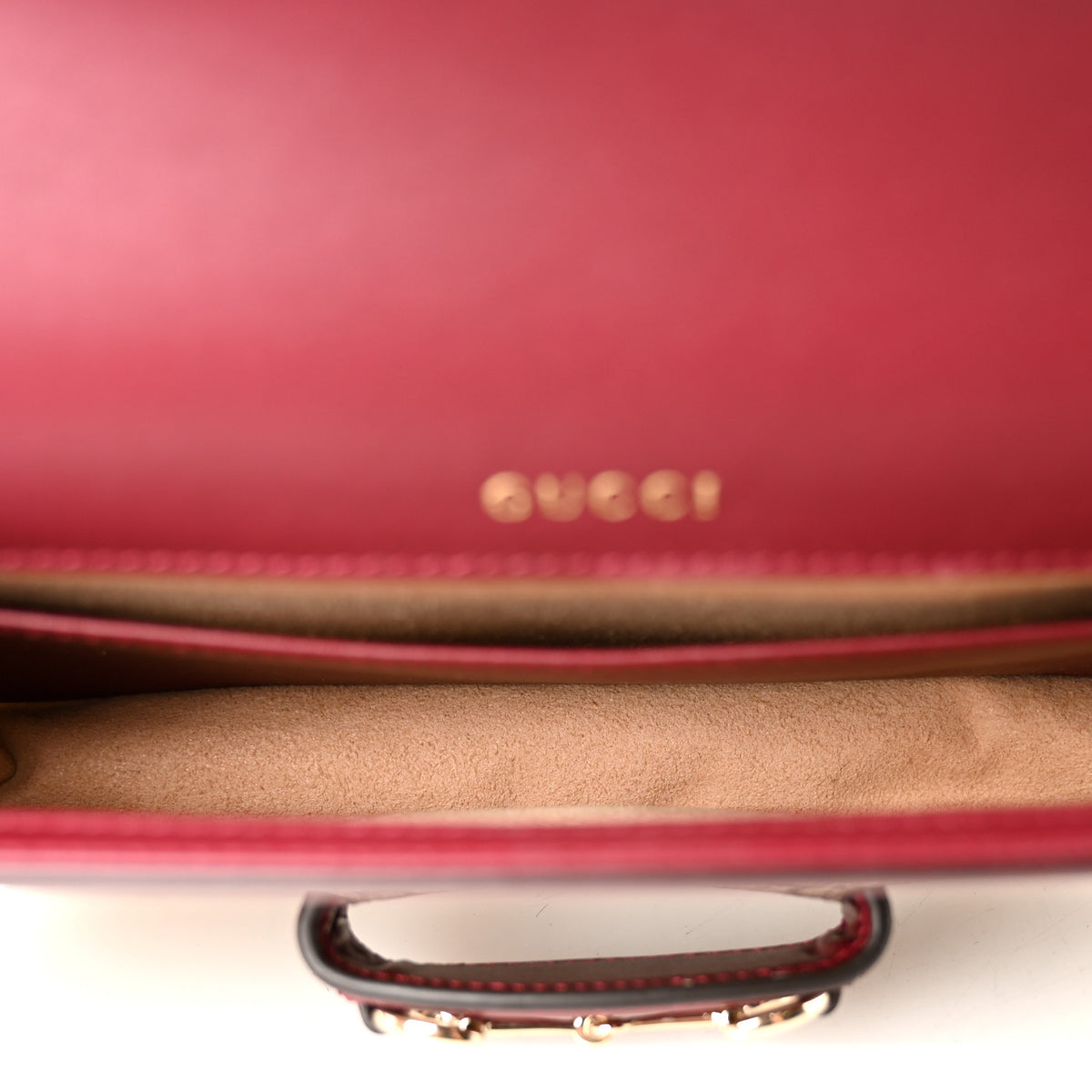 Gucci GG Supreme Monogram Azalea Calfskin Horsebit 1955 Mini Bag Beige Ebony Rosso Ancora 6 of 12