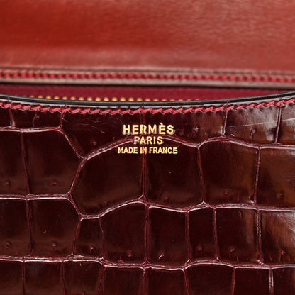 Hermes Shiny Porosus Crocodile Constance 23 Rouge H 6 of 17