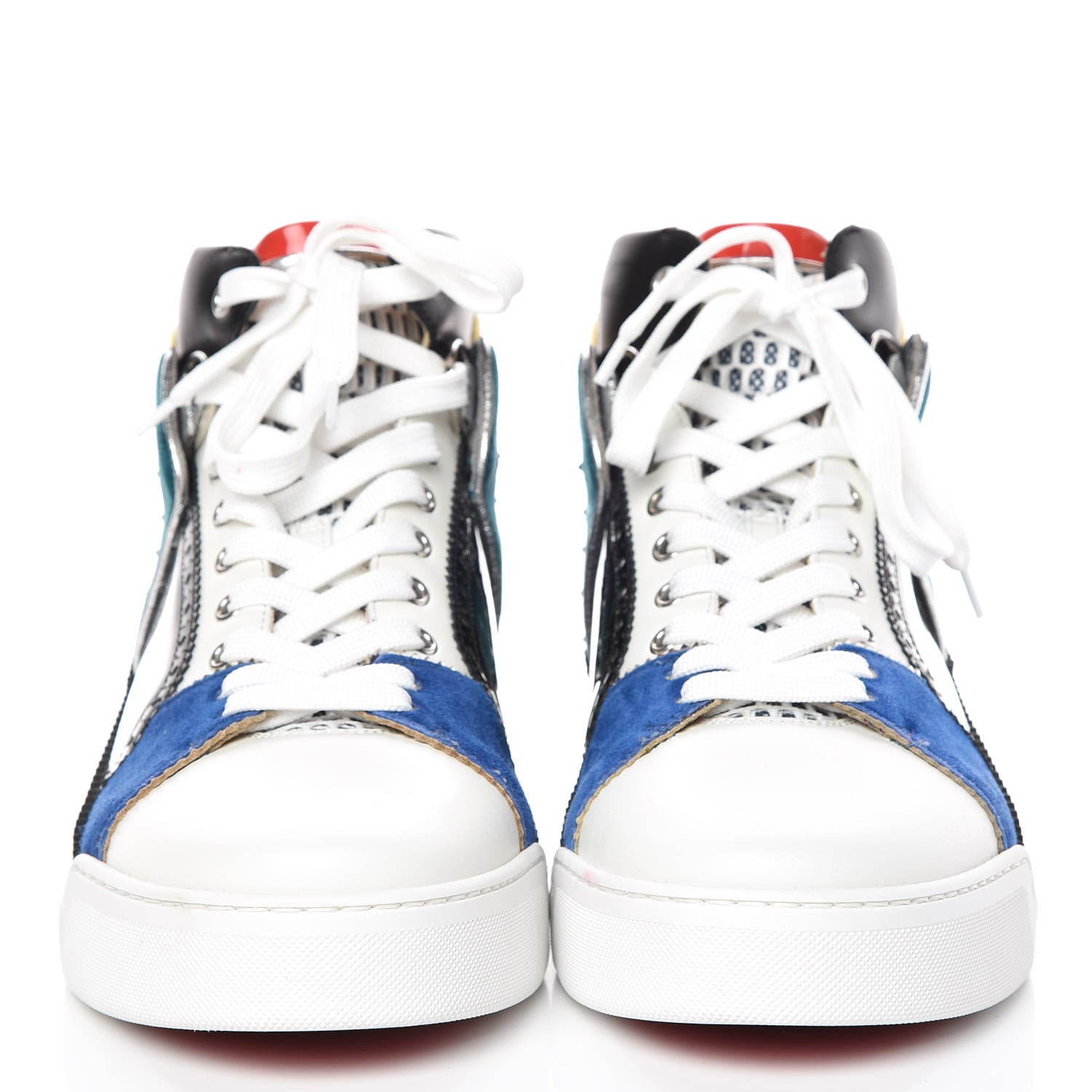 Christian Louboutin Calfskin Patent Veau Velours Spikes Mens Loubikick Flat Sneakers 41.5 Multicolor 2 of 12