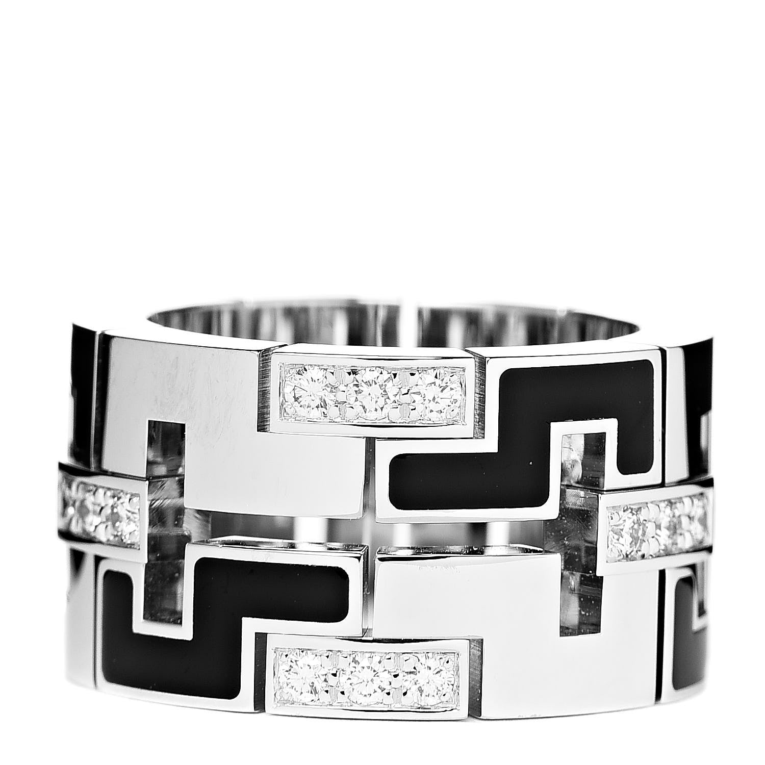 Cartier 18K White Gold Enamel Diamond Le Baiser Du Dragon Ring 46 3.75 3 of 4