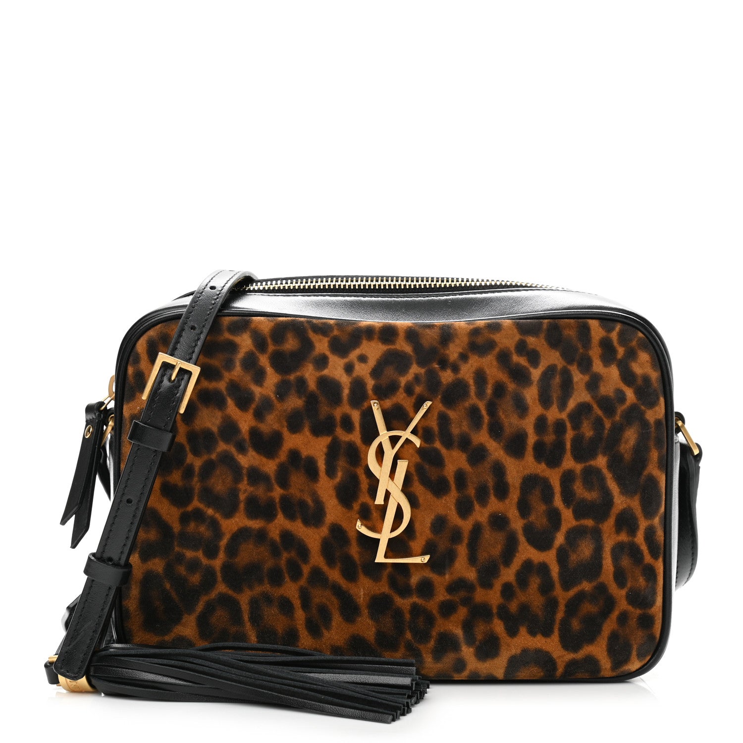 Saint Laurent Calfskin Leopard Print Monogram Lou Camera Bag Black 1 of 10