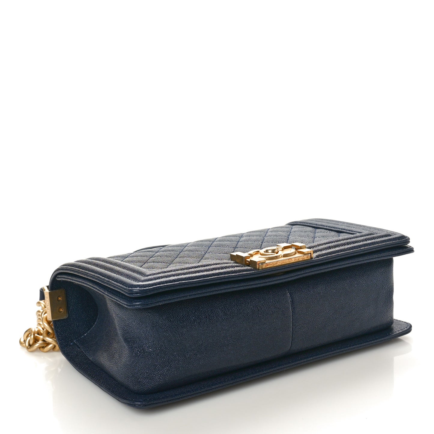 Caviar Quilted Medium Boy Flap Navy