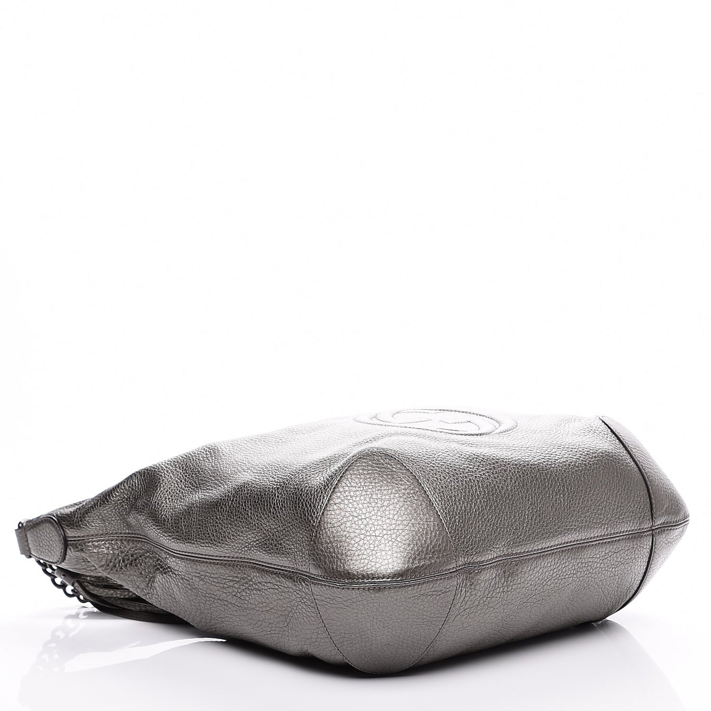 Metallic Pebbled Calfskin Medium Soho Chain Hobo Silver