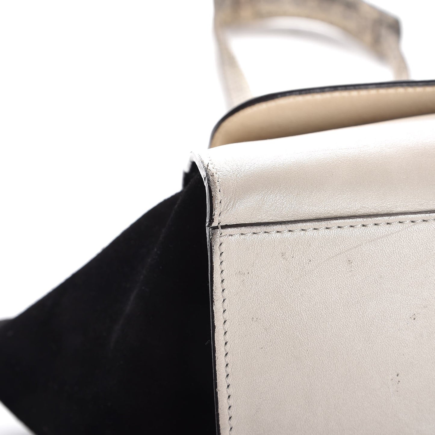 Calfskin Suede Whipsnake Medium Trapeze Black White