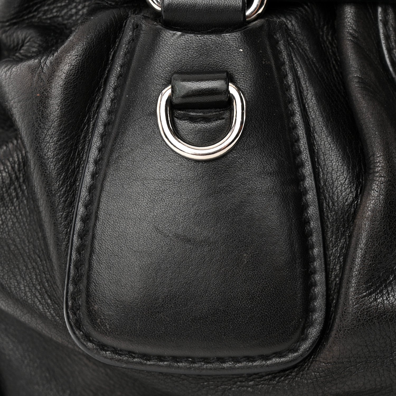 Prada Cervo Antik Easy A Foldover Pushlock Flap Satchel Black 12 of 18