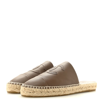 Chanel Calfskin CC Espadrille Mules 39 Dark Beige 4 of 10