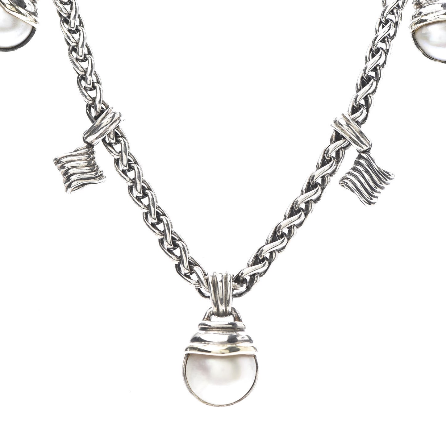 Sterling Silver Pearl Quatrefoil Drop Necklace