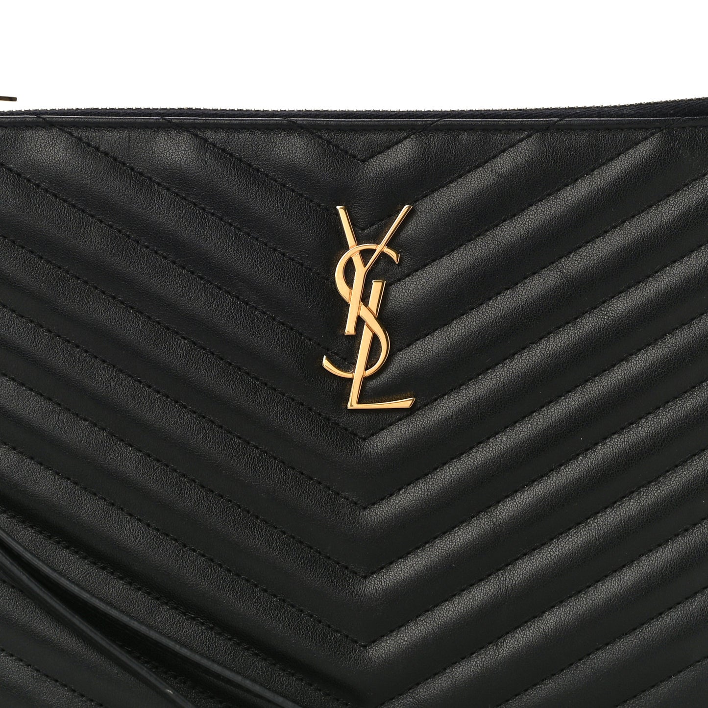 Calfskin Matelasse Chevron Monogram A5 Wristlet Black