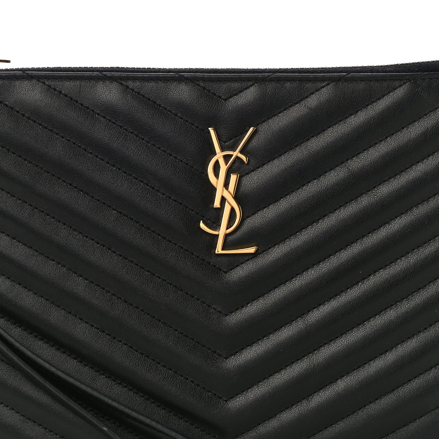 Saint Laurent Calfskin Matelasse Chevron Monogram A5 Wristlet Black 8 of 12