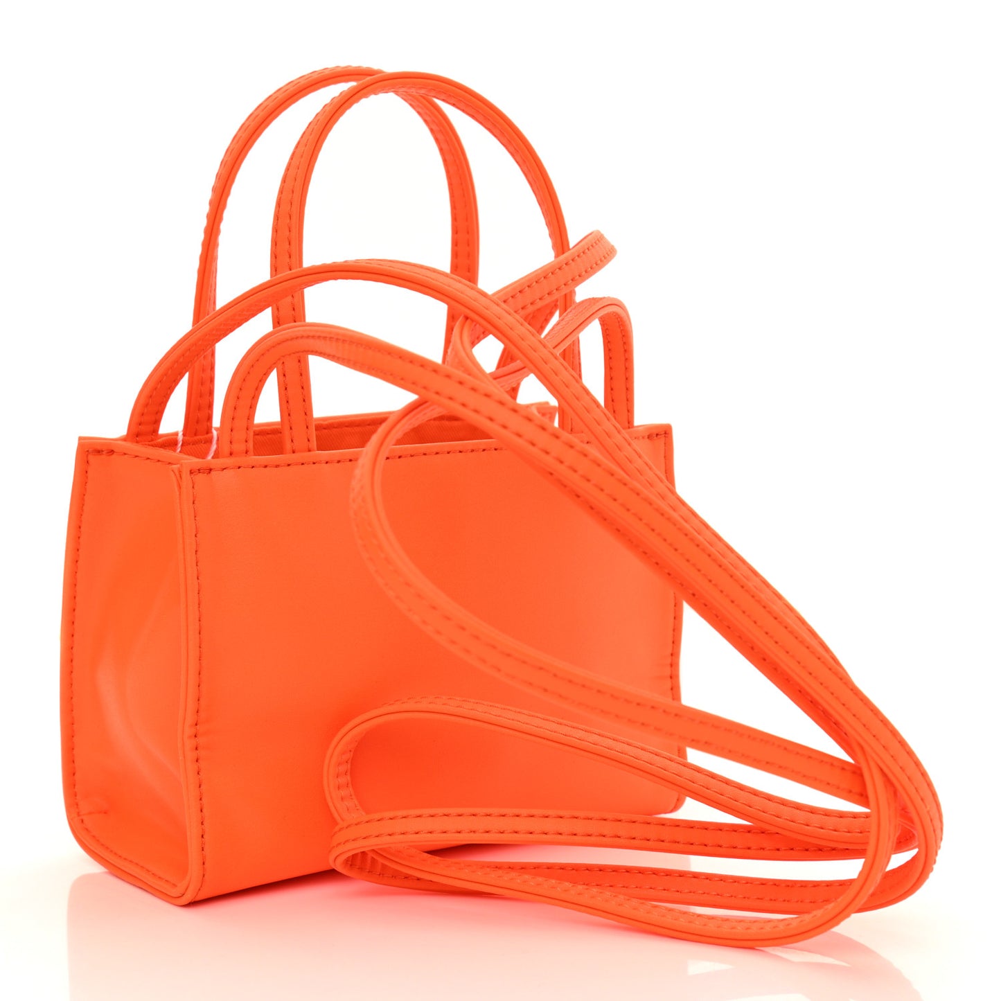Vegan Leather Small Shopping Bag Orange