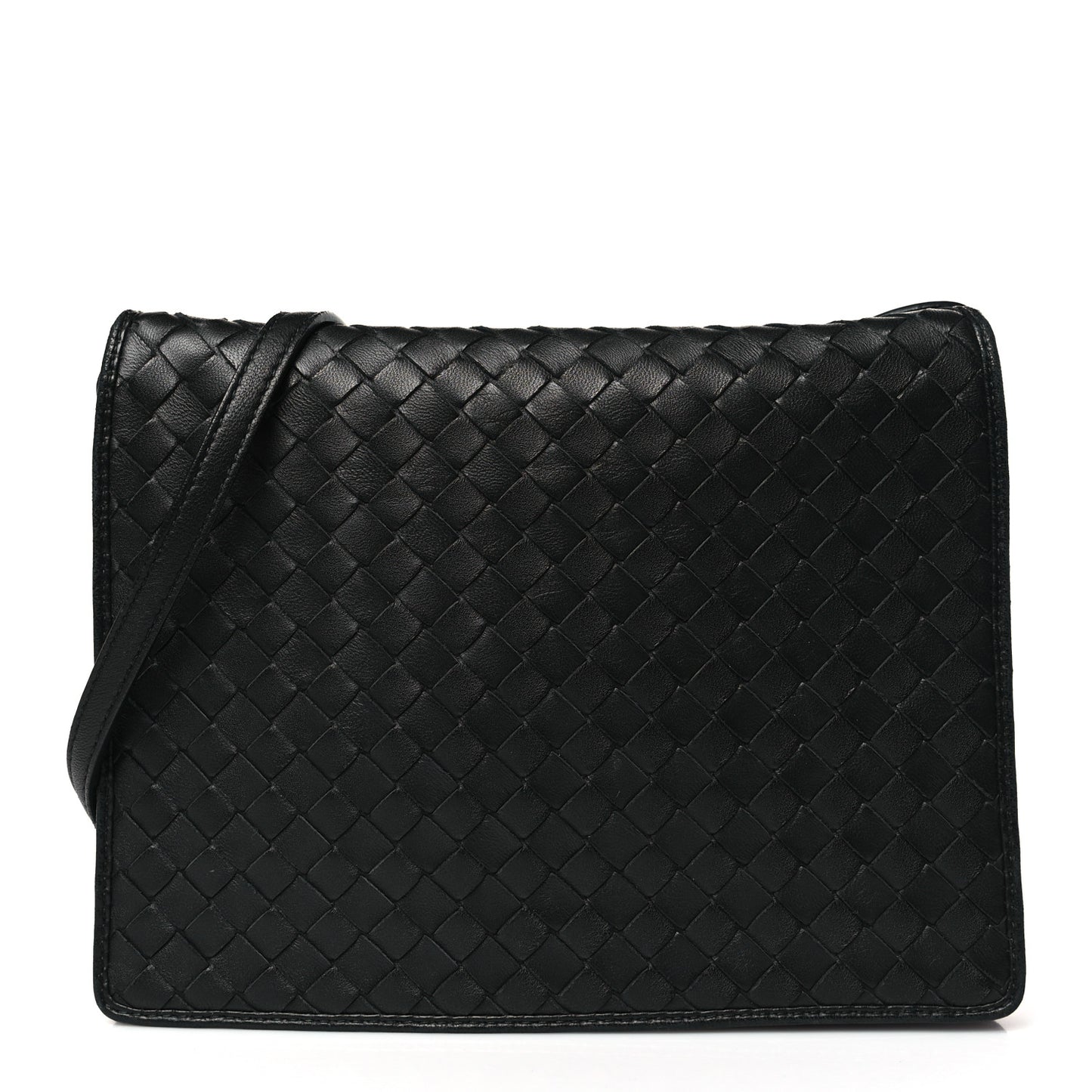 Nappa Mini Intrecciato Flap Crossbody Bag Black