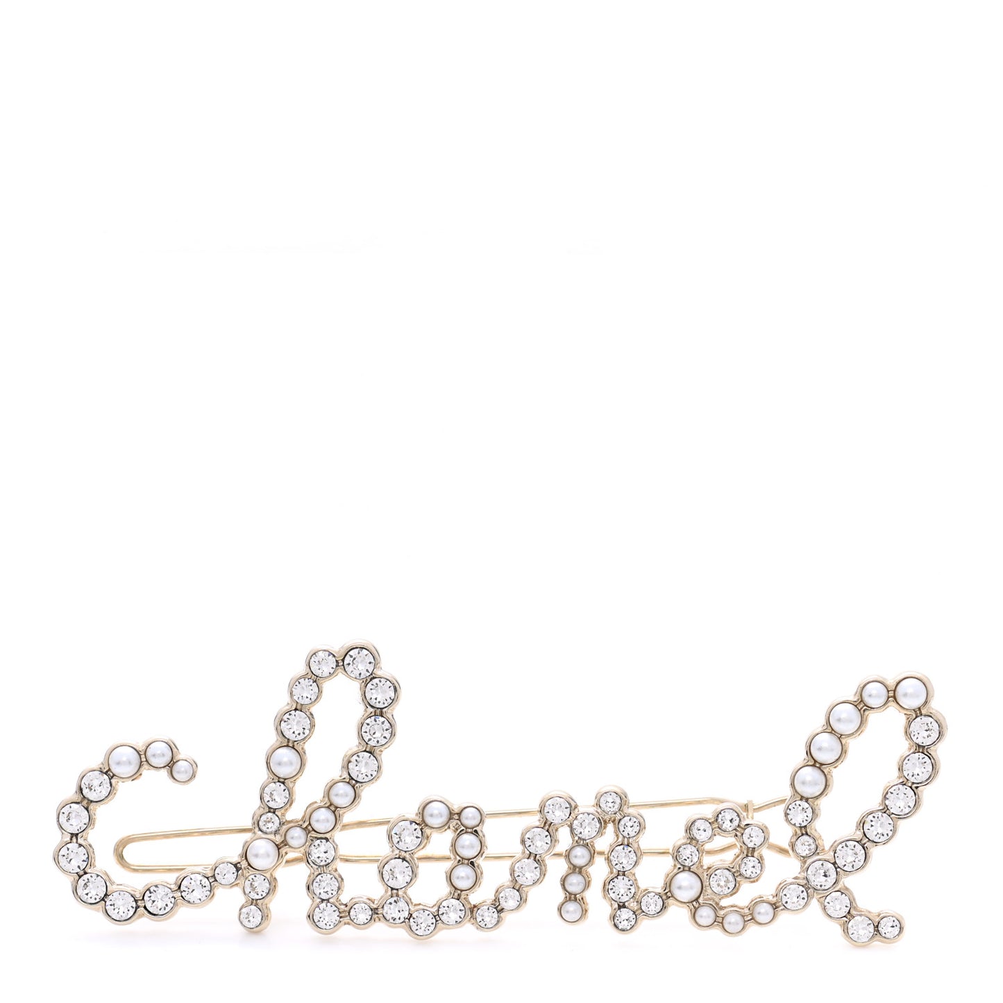 Metal Glass Swirling Pearls Hair Clip Gold