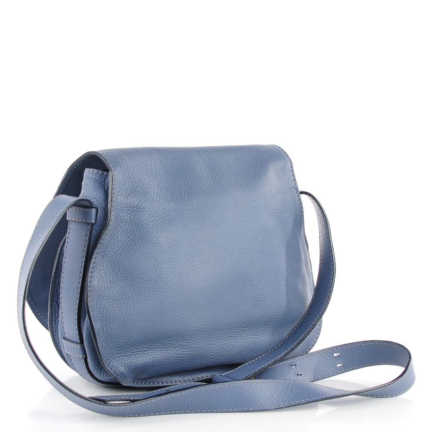 Calfskin Medium Marcie Round Crossbody Bag Street Blue