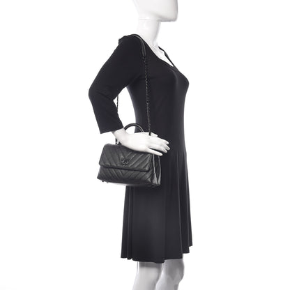 Chanel Caviar Chevron Quilted Mini Coco Handle Flap Dark Grey 2 of 11