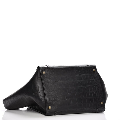 Celine Crocodile Embossed Calfskin Large Phantom Luggage Black 4 of 9