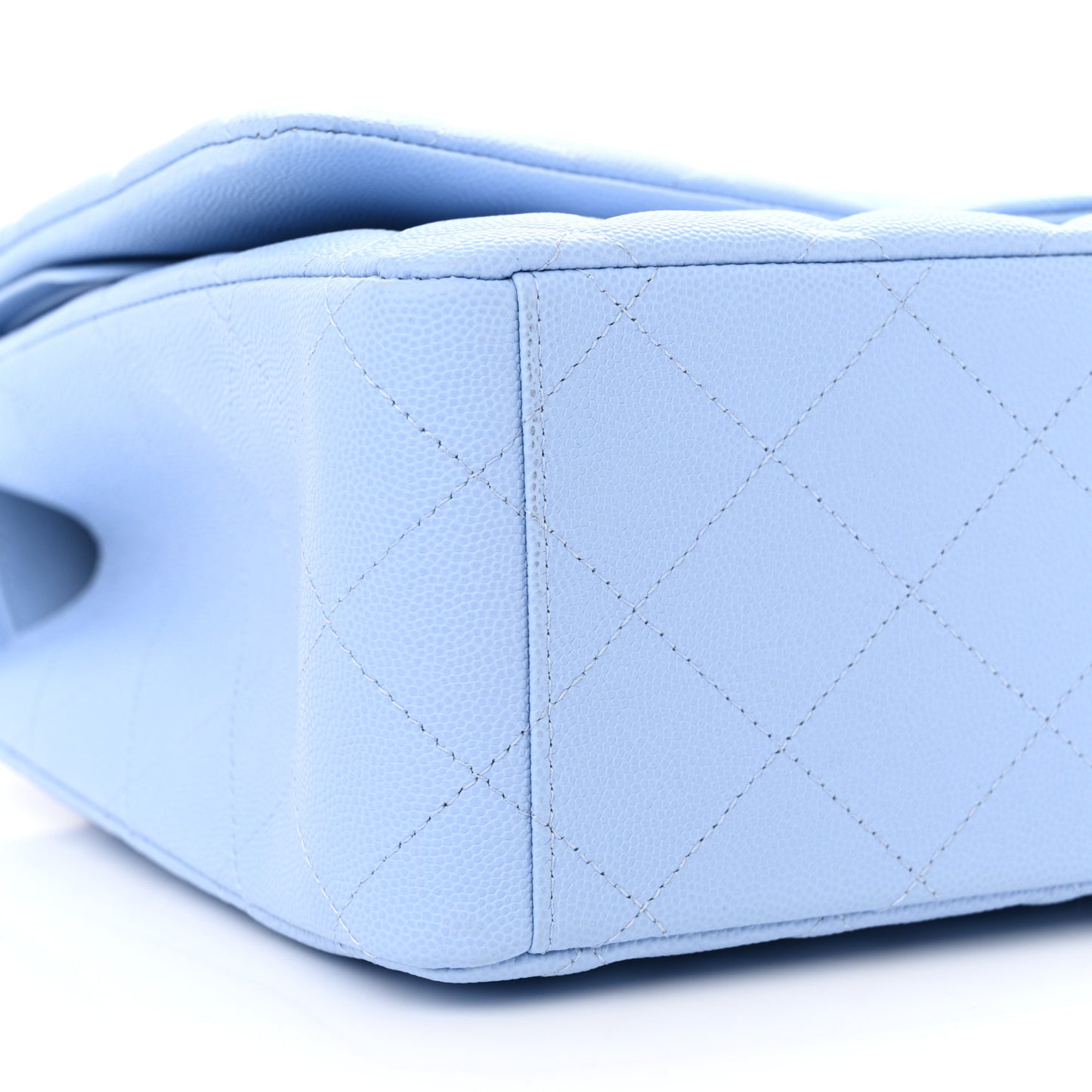 Caviar Quilted Maxi Double Flap Light Blue