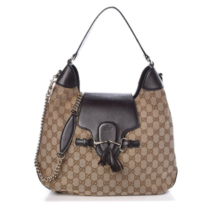 Gucci Monogram Margaux Calfskin Medium Emily Hobo Beige Ebony Cocoa 1 of 11