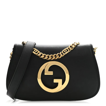 Gucci Roxy Calfskin Blondie Chain Shoulder Flap Bag Black 1 of 10