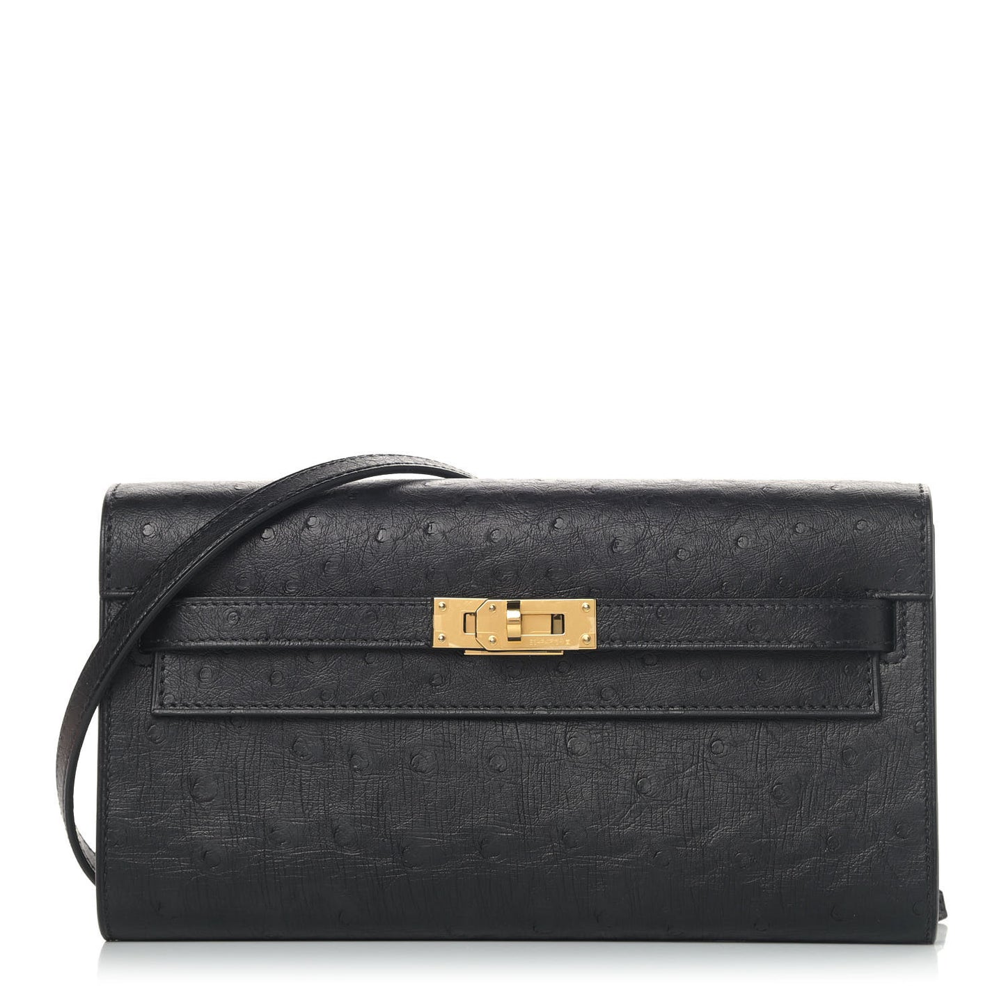 Ostrich Kelly Wallet To Go Black