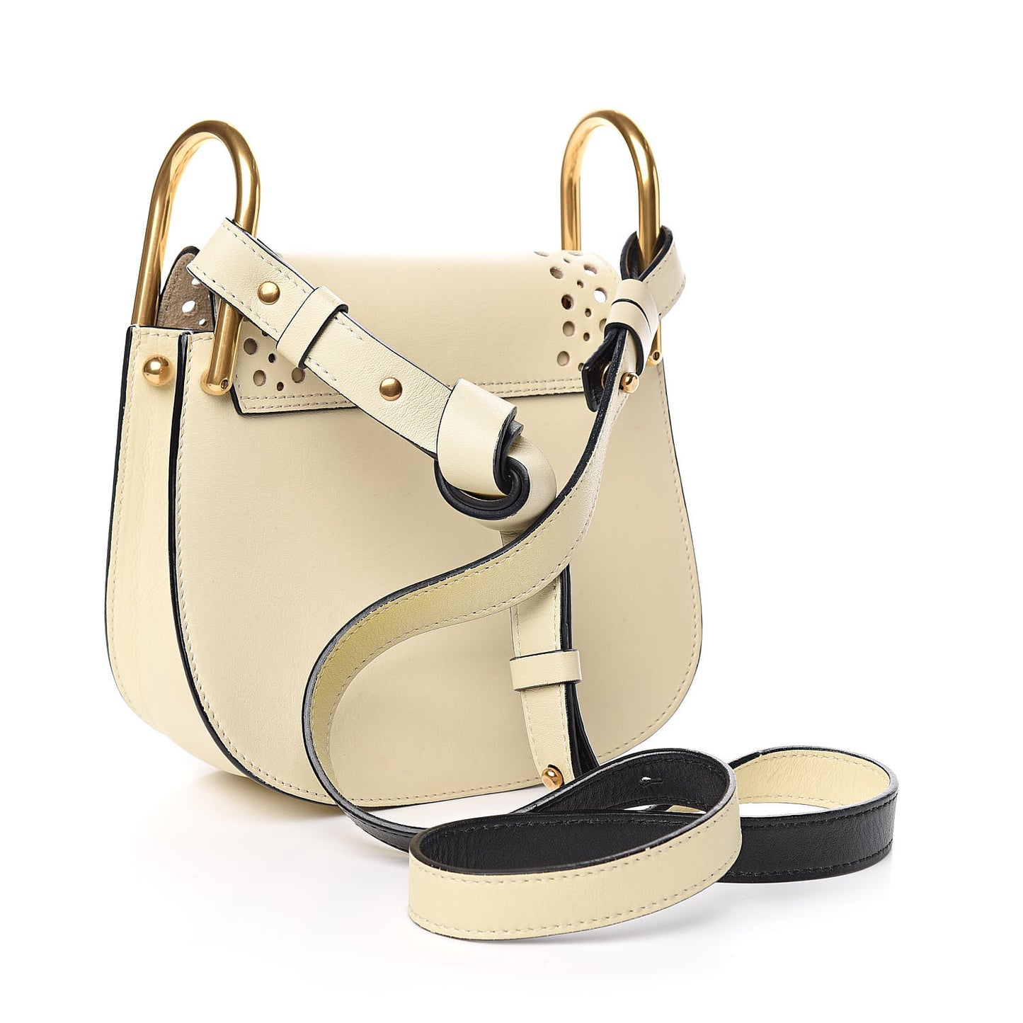 Calfskin Perforated Mini Hudson Shoulder Bag White