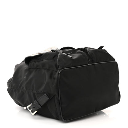 Prada Tessuto Nylon Snakeskin Saffiano Medium Backpack Black Roccia 4 of 11